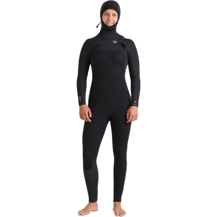 2024 Billabong Womens Furnace Natural 5/4mm Hooded Chest Zip Wetsuit ABJW100218 - Black